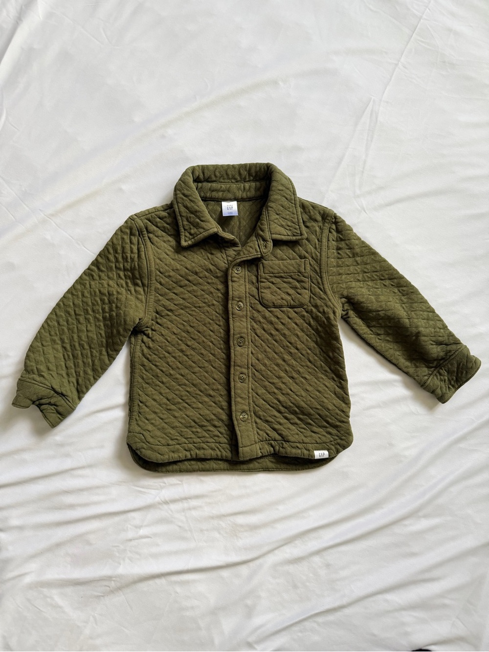 Baby Gap Toddler 3T Olive Green Quilted Shirt Jacket Shacket
